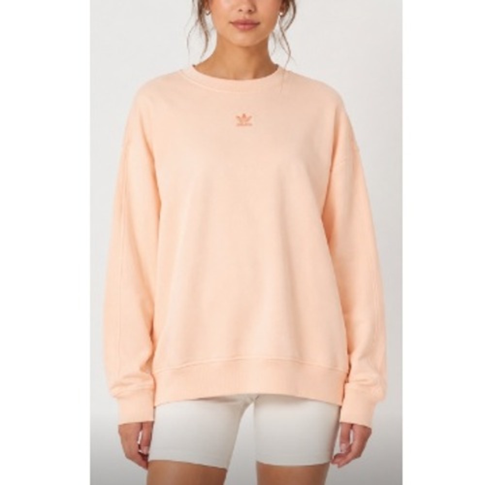 Adidas Women's Glow Pink Essentials Fleece Long Oversized Sweatshirt Size L